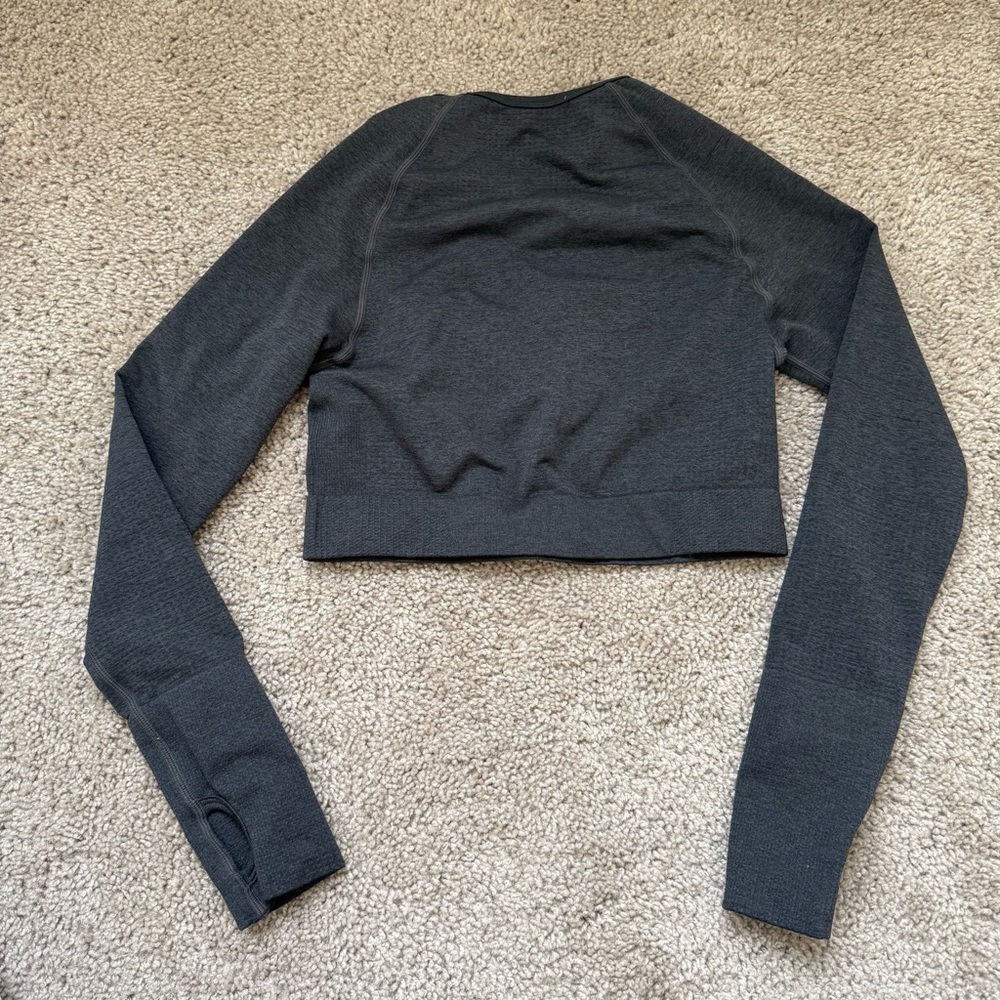 Aoxjox Long Sleeve Crop Tops for Women Vital Seamless Cropped Black Medium - Picture 5 of 5